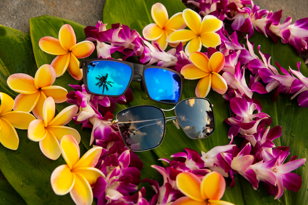 Honokalani Tiger Lily sunglasses with leis