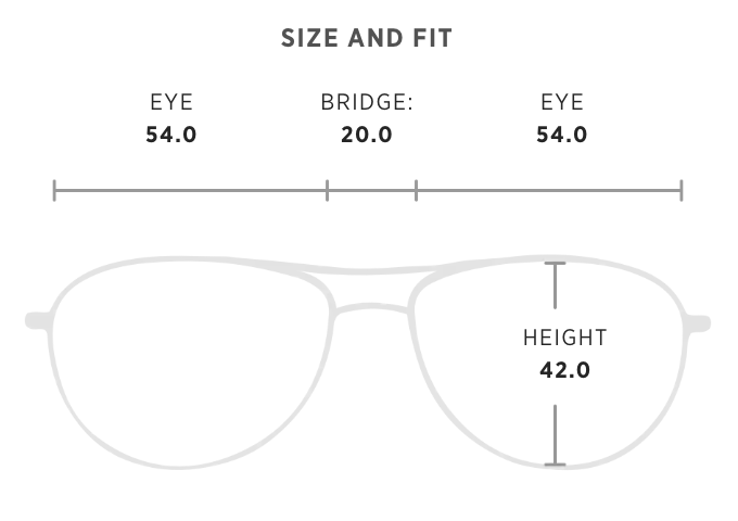 Sunglasses Frame diagram with measurements