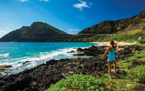 female runner near Maui beach