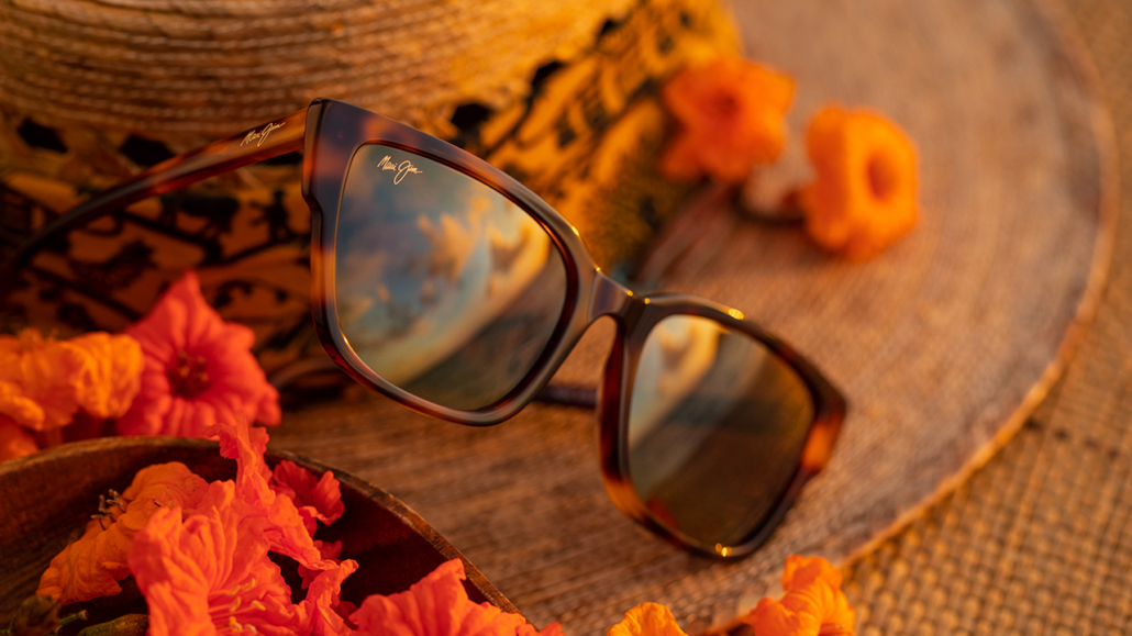 Sunglasses with orange flowers