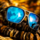 Aviator with blue mirror lens